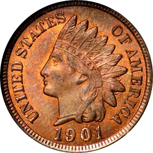 image for: 1901 Indian Cent. MS-66 RB (NGC). CAC.