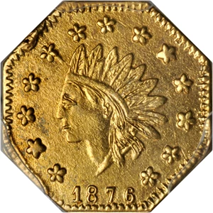 image for: 1876 Octagonal $1. BG-1116. Rarity-6+. Indian Head. AU Details--Smoothed (PCGS).
