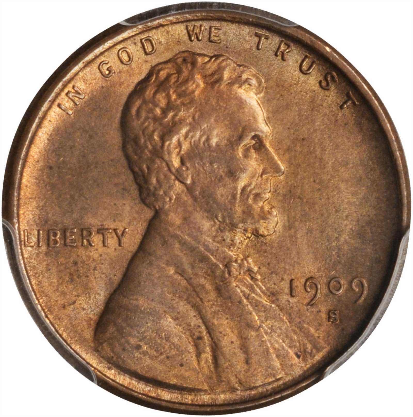 1909-S Lincoln Cent. V.D.B. MS-64 RB (PCGS). CAC.