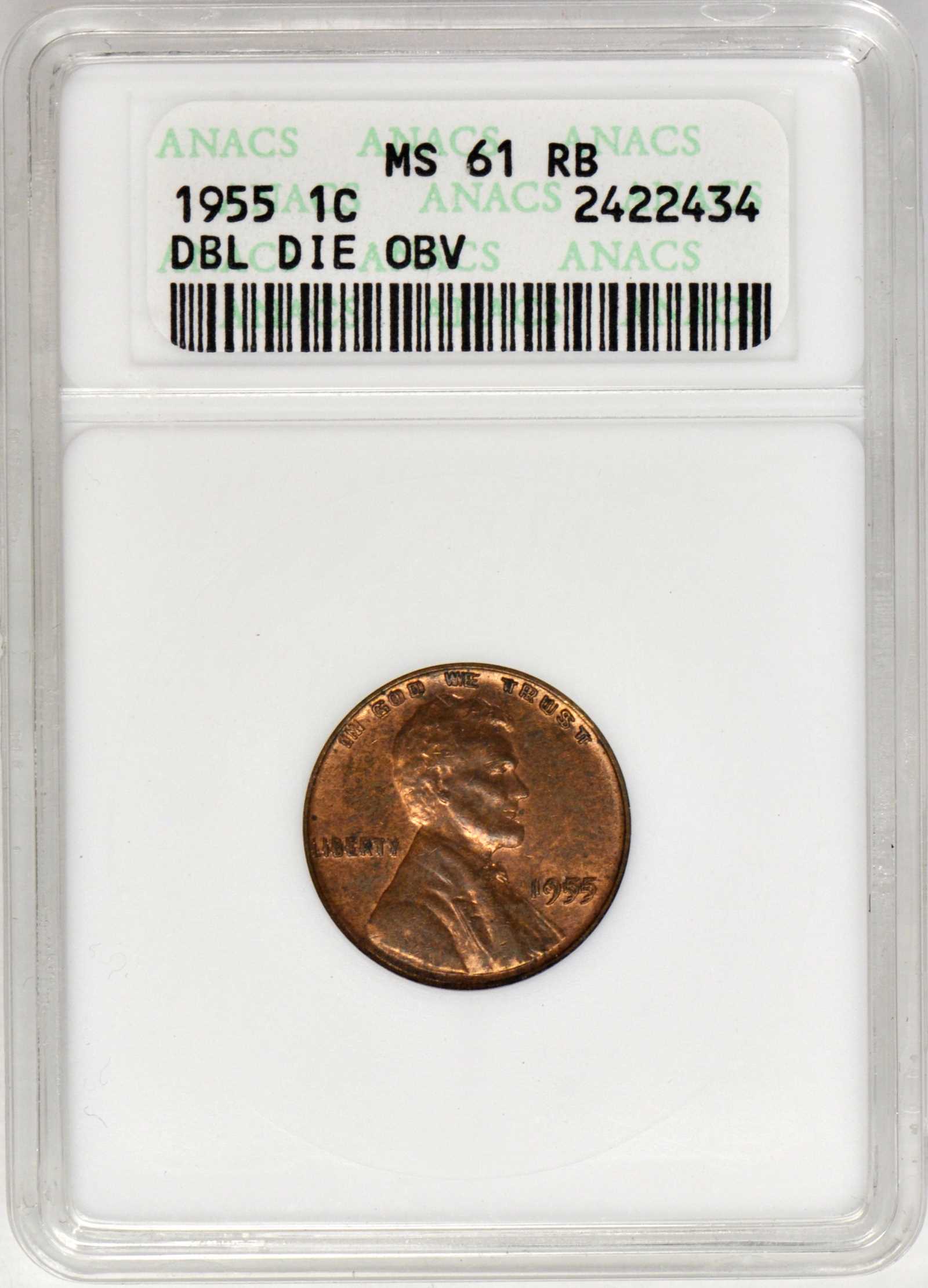 1955 1c Doubled Die Obverse MS RB MS60 RB thumbnail 8