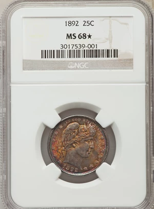 image for: 1892 25C MS68 ★ NGC....