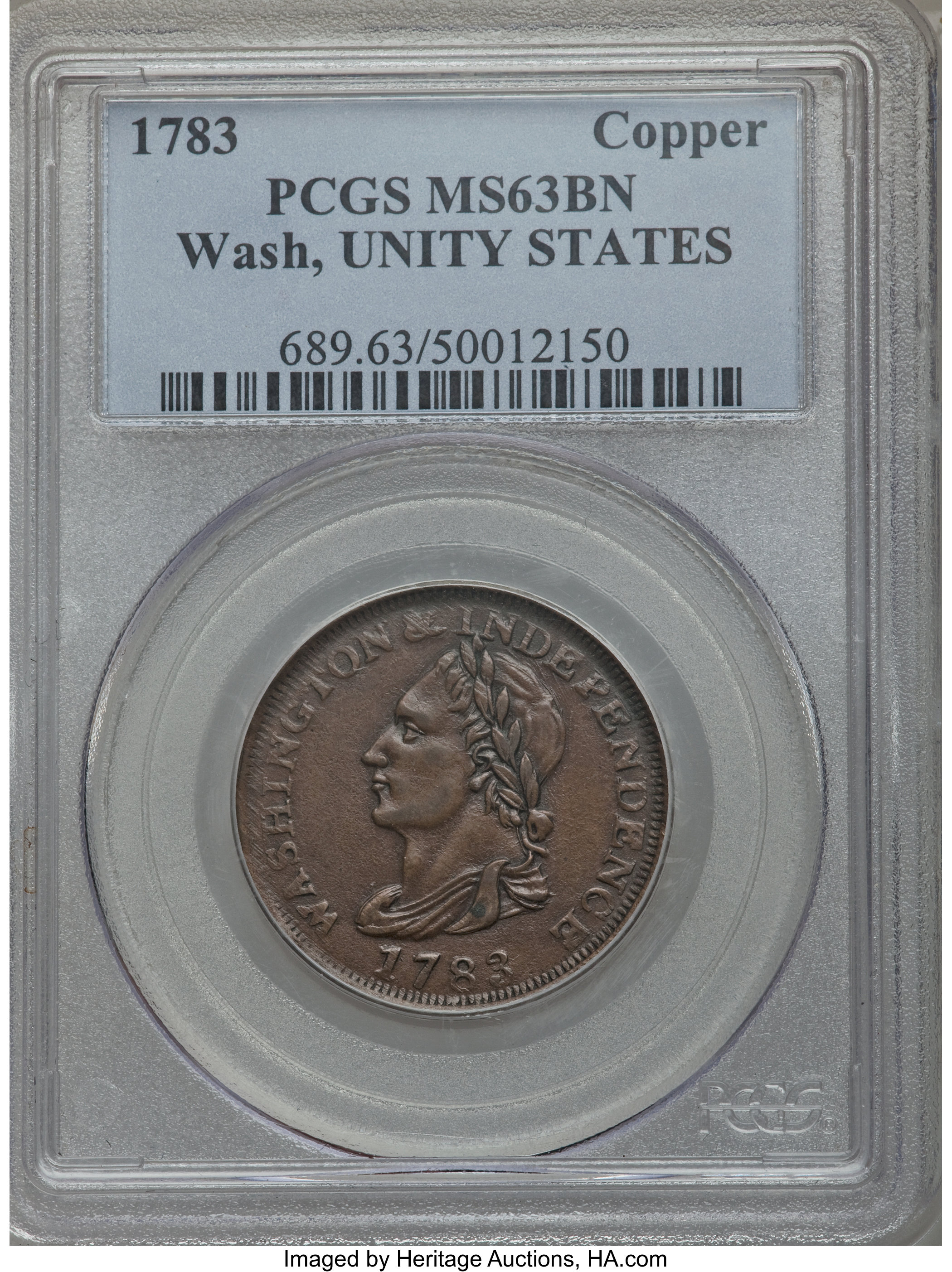 1783 Copper Washington, UNITY STATES MS BN MS62 BN thumbnail 5