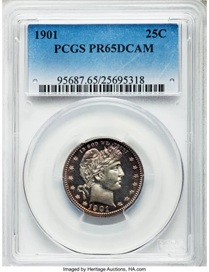 image for: 1901 25C PR65 Deep Cameo PCGS....