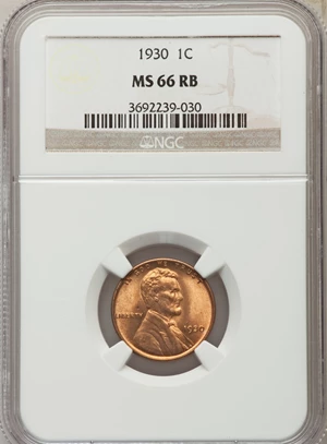 image for: 1930 1C MS66 Red and Brown NGC. NGC Census: (25/1). PCGS Population (7/1). Mintage: 157,415,008. Numismedia Wsl. Price for ...