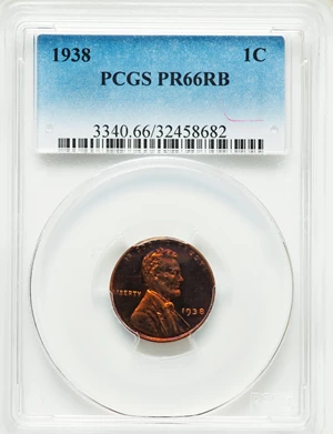 image for: 1938 1C PR66 Red and Brown PCGS. PCGS Population (13/1). NGC Census: (0/0). Mintage: 14,734. Numismedia Wsl. Price for prob...