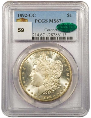 image for: $1 1892-CC PCGS MS67+ CAC CORONET COLLECTION