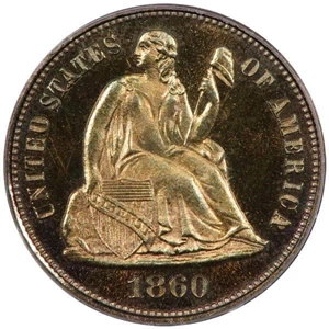 image for: 10C 1860 PCGS PR66+ CAM CAC