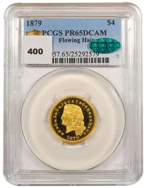 image for: $4 1879 FLOWING HAIR PCGS PR65 DCAM CAC