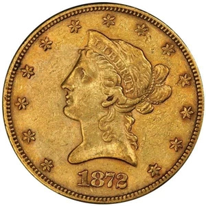 image for: $10 1872-CC PCGS AU50 EX SIMPSON/HALL