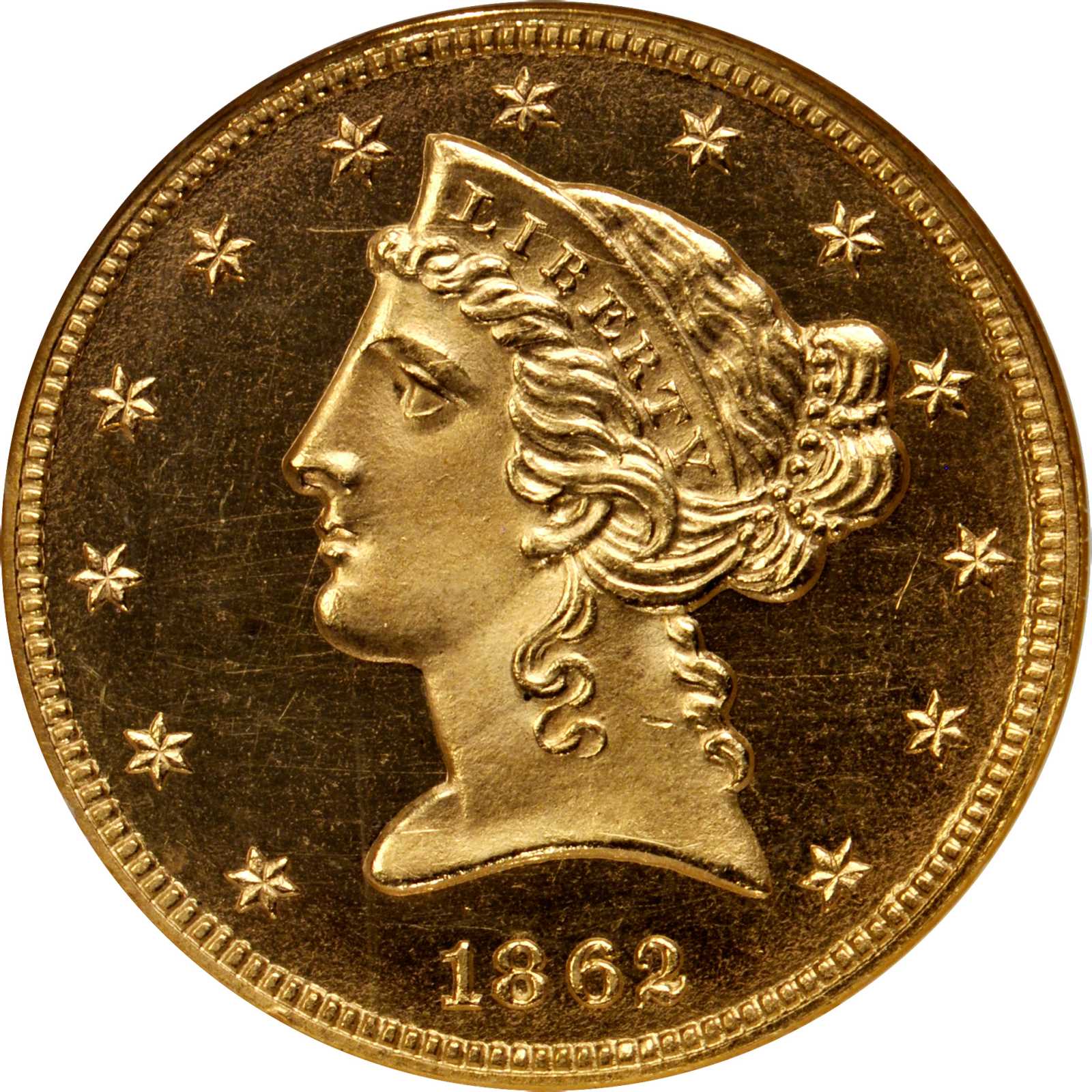 image for: 1862 Liberty Half Eagle. Proof-65 * Cameo (NGC).