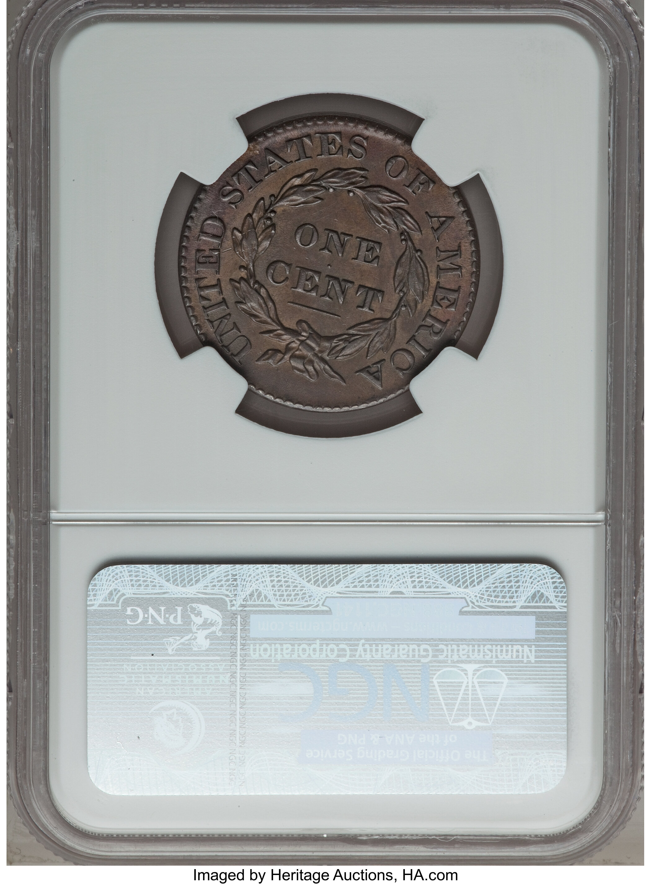 image for: 1828 1C Small Wide Date, N-10, R.1, AU58 NGC....