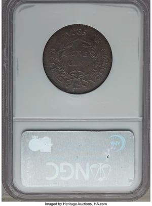 image for: 1795 1C Plain Edge, S-77, B-6, R.3, AU53 NGC....