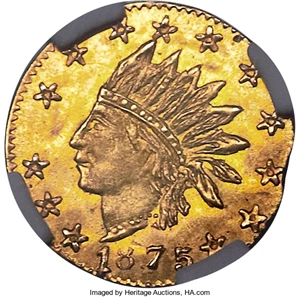 image for: 1875 25C Indian Round 25 Cents, BG-848, Low R.7, MS65 NGC....