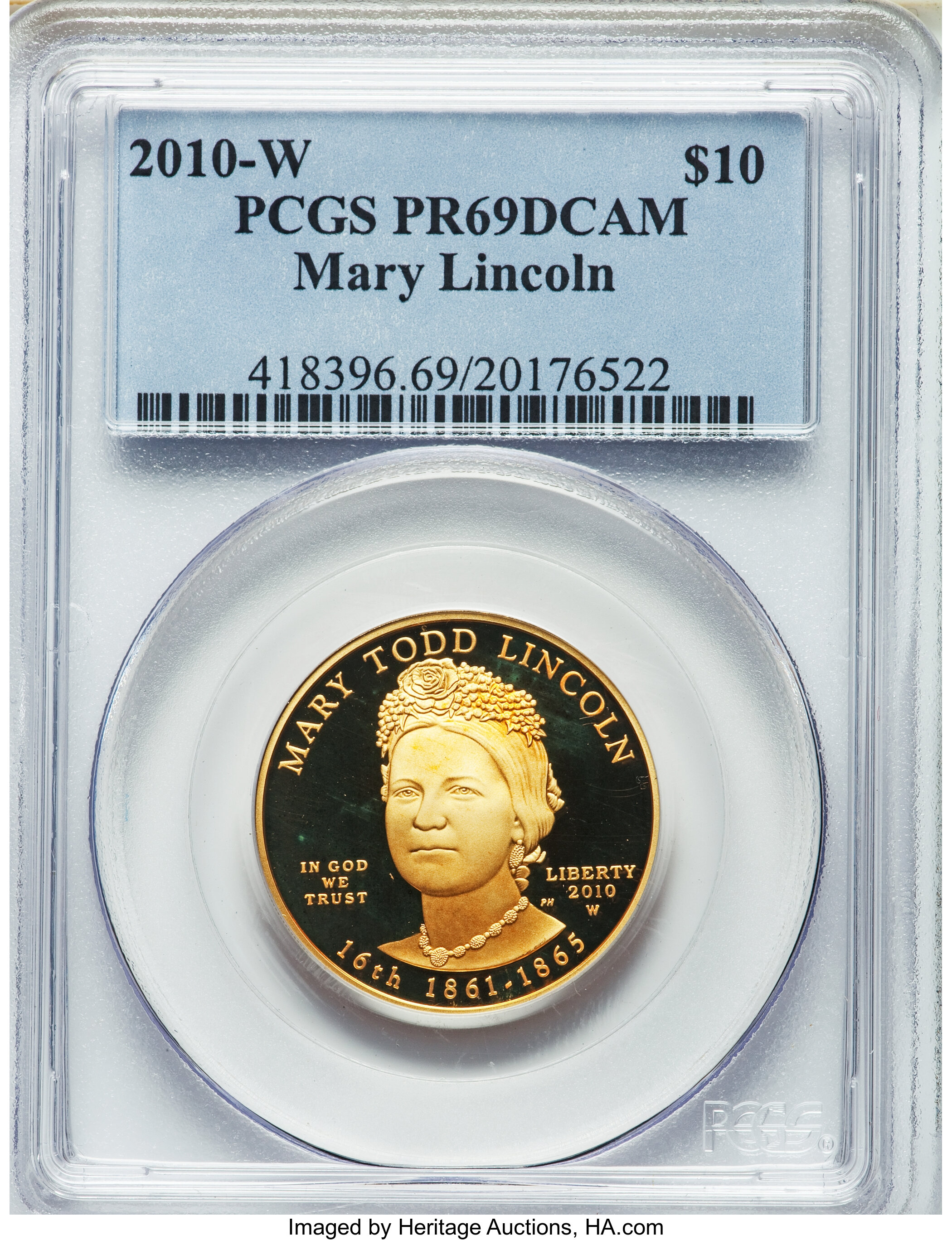 image for: 2010-W G$10 Mary Lincoln Half-Ounce Gold Ten Dollar PR69 Deep Cameo PCGS. PCGS Population (280/96). NGC Census: (331/735). ...