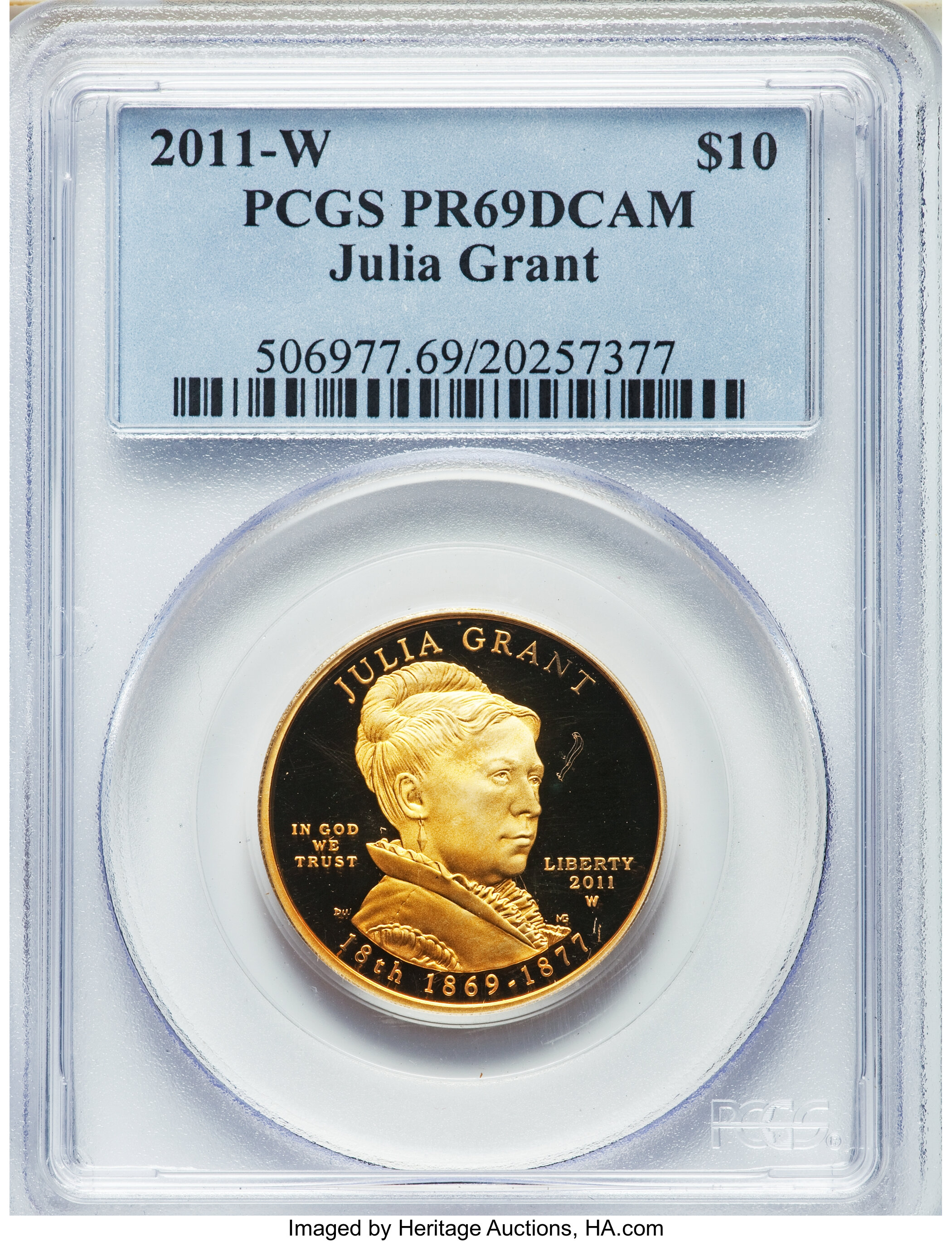 image for: 2011-W $10 Julia Grant Half-Ounce Gold Ten Dollar PR69 Deep Cameo PCGS. PCGS Population (152/30). NGC Census: (0/0).  Numis...