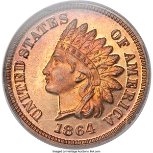 image for: 1864 1C L On Ribbon PR65 Red and Brown PCGS. CAC. Snow-PR2....