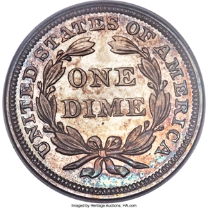 image for: 1855 10C Arrows PR64 PCGS. CAC. Fortin-101, R.7 or High R.6 as a proof....