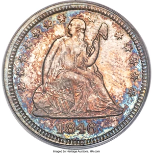image for: 1846 25C PR64 PCGS. CAC. Briggs 4-F....