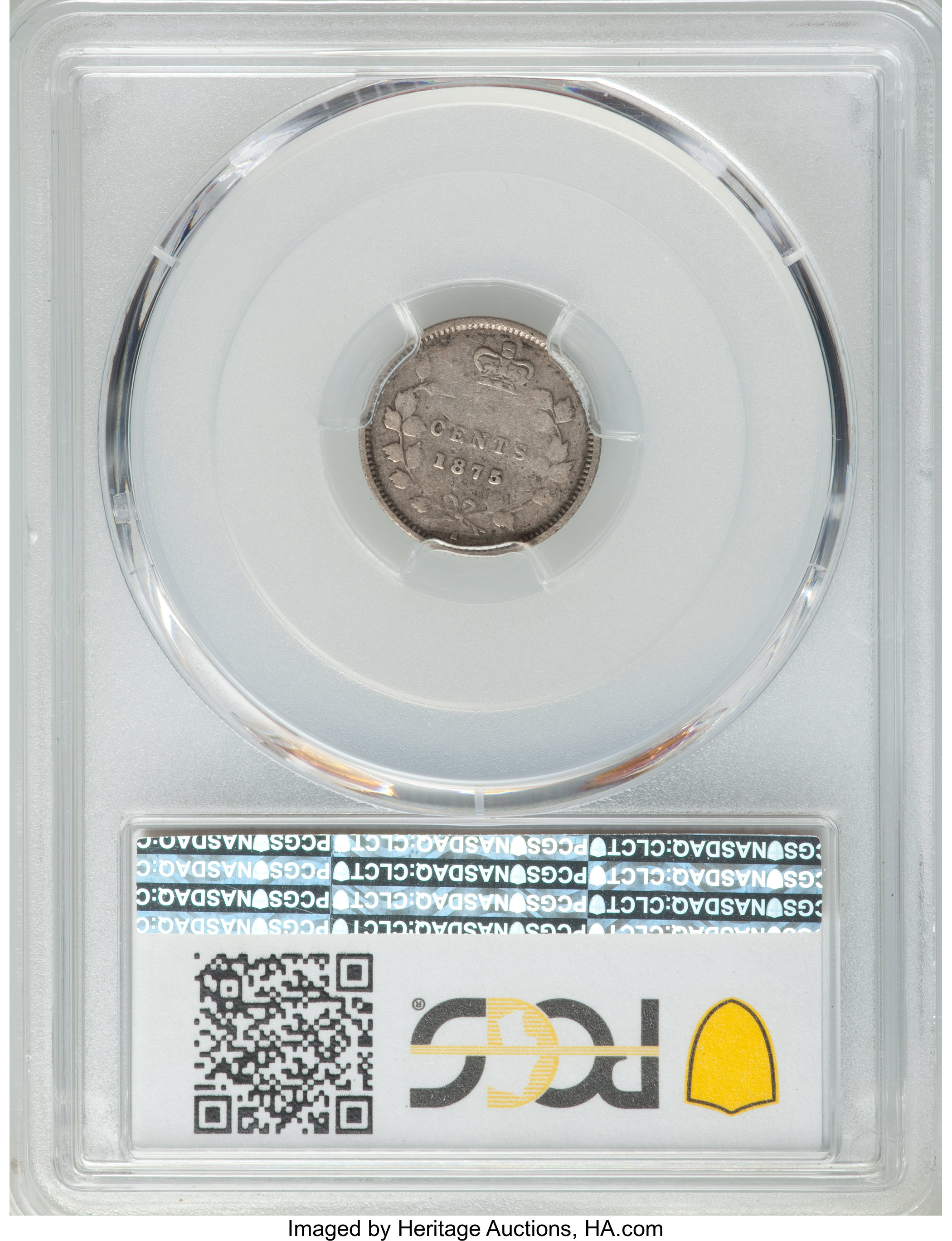 image for: Victoria "Large Date" 5 Cents 1875-H VG10 PCGS