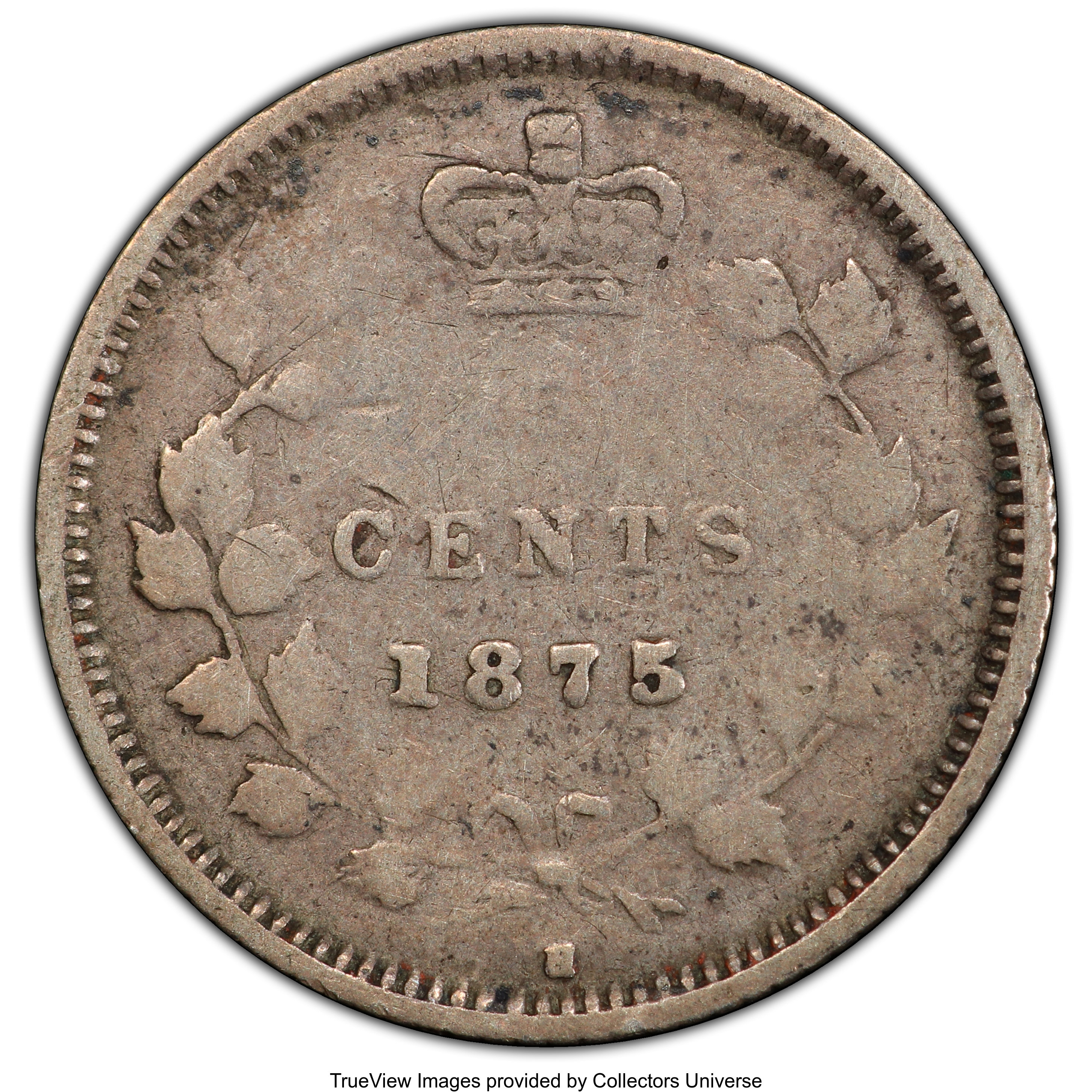 image for: Victoria "Large Date" 5 Cents 1875-H VG10 PCGS