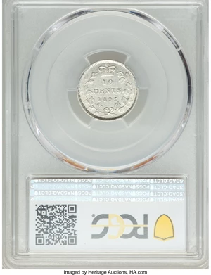 image for: Victoria "Large 9" 10 Cents 1892/1 AU53 PCGS