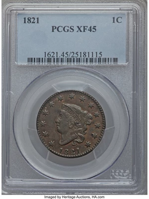 image for: 1821 1C N-2, R.1, XF45 PCGS....