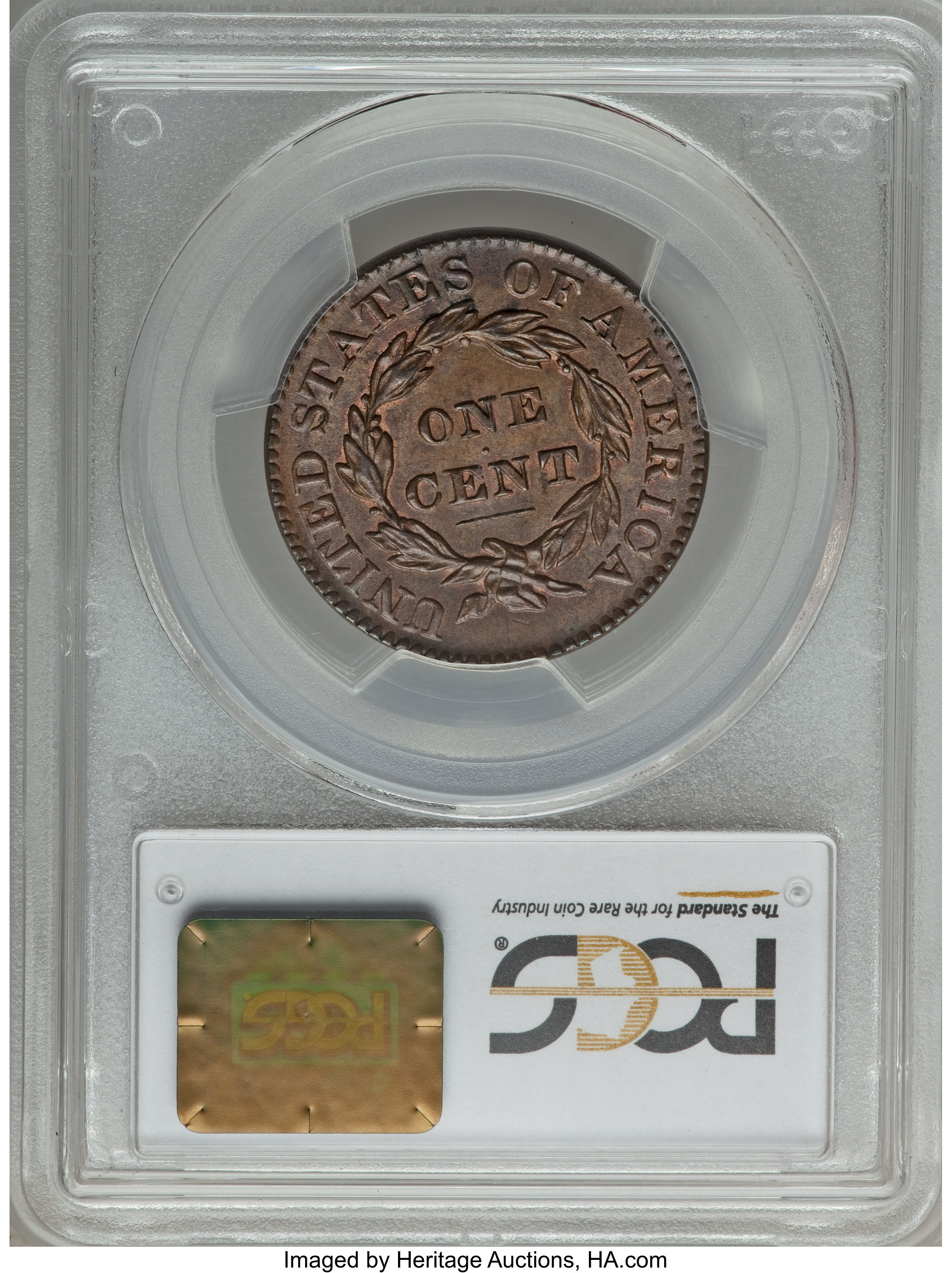 image for: 1831 1C Large Letters, N-7, R.1, MS63 Brown PCGS....