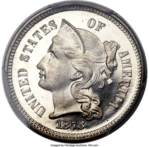 image for: 1878 3CN PR66 Deep Cameo PCGS. CAC....