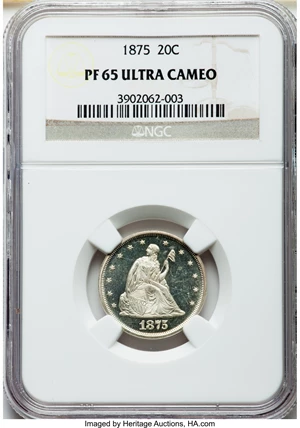 image for: 1875 20C PR65 Ultra Cameo NGC....