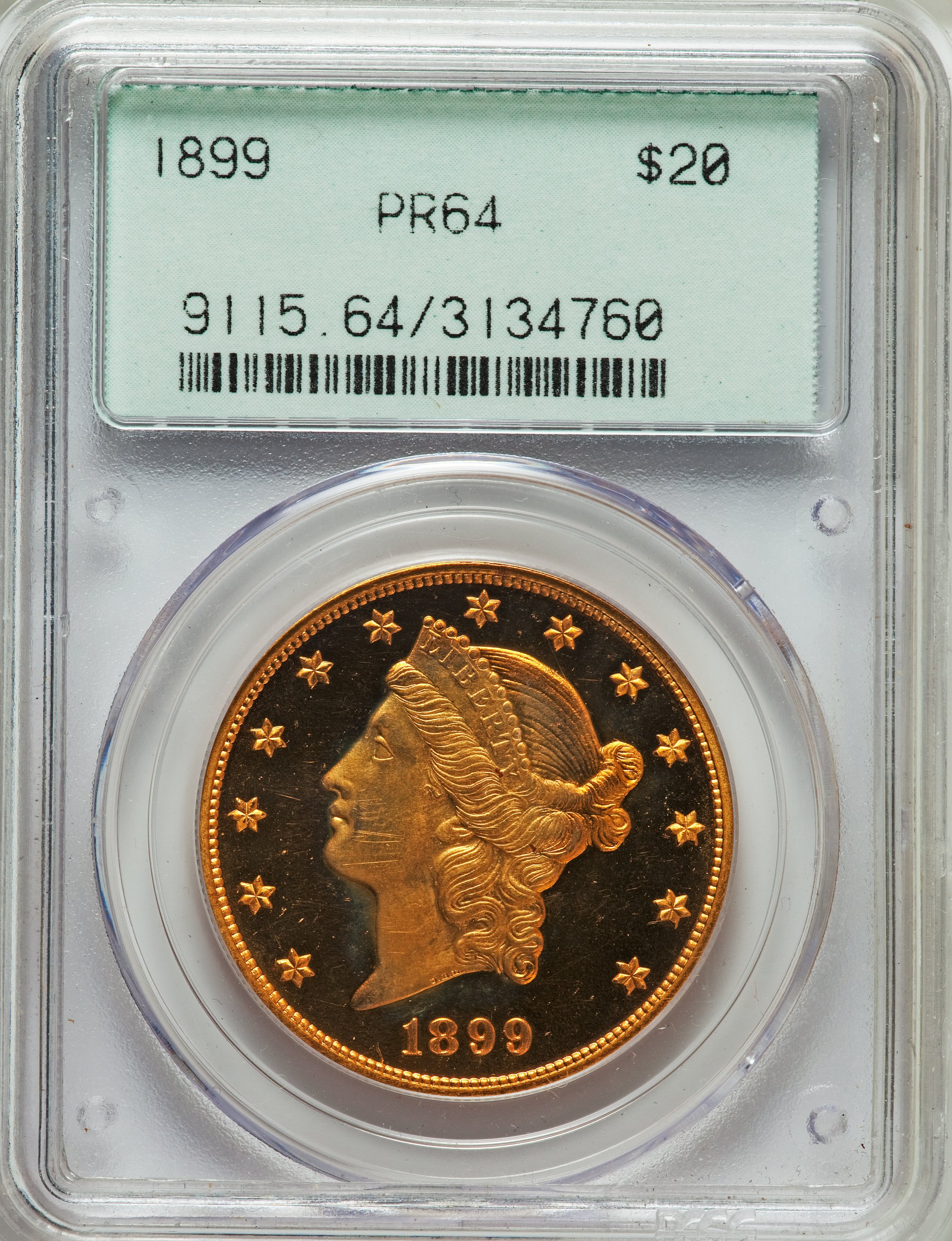 image for: 1899 $20 PR64 PCGS....
