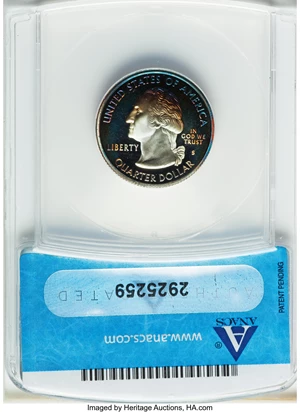 image for: 2005-S 25C Five-Piece Silver Statehood Quarter Set PR70 Deep Cameo ANACS. This set includes: Texas; Oregon; Kansas; Nevad... (Total: 5 coins)