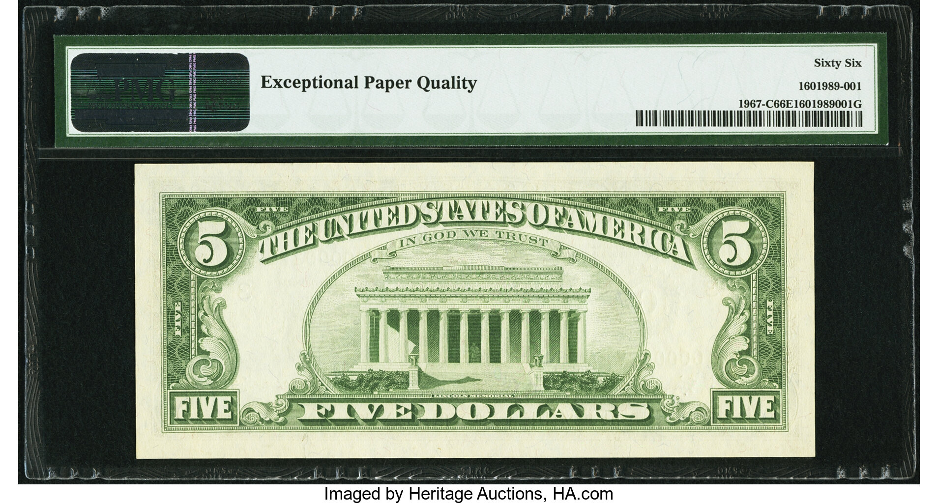 image for: Low Serial Number 271 Fr. 1967-C $5 1963 Federal Reserve Note. PMG Gem Uncirculated 66 EPQ....