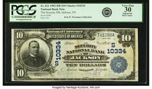 image for: Jackson, TN - $10 1902 Date Back Fr. 621 The Security NB Ch. # (S)10334 PCGS Very Fine 30 Apparent....