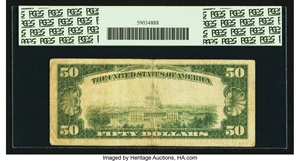 image for: Fr. 2100-C* $50 1928 Federal Reserve Note. PCGS Fine 12....