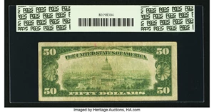 image for: Fr. 2100-J* $50 1928 Federal Reserve Note. PCGS Fine 15....