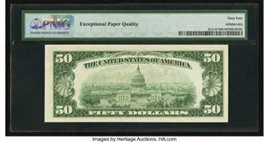 image for: Fr. 2111-E* $50 1950D Federal Reserve Note. PMG Choice Uncirculated 64 EPQ....