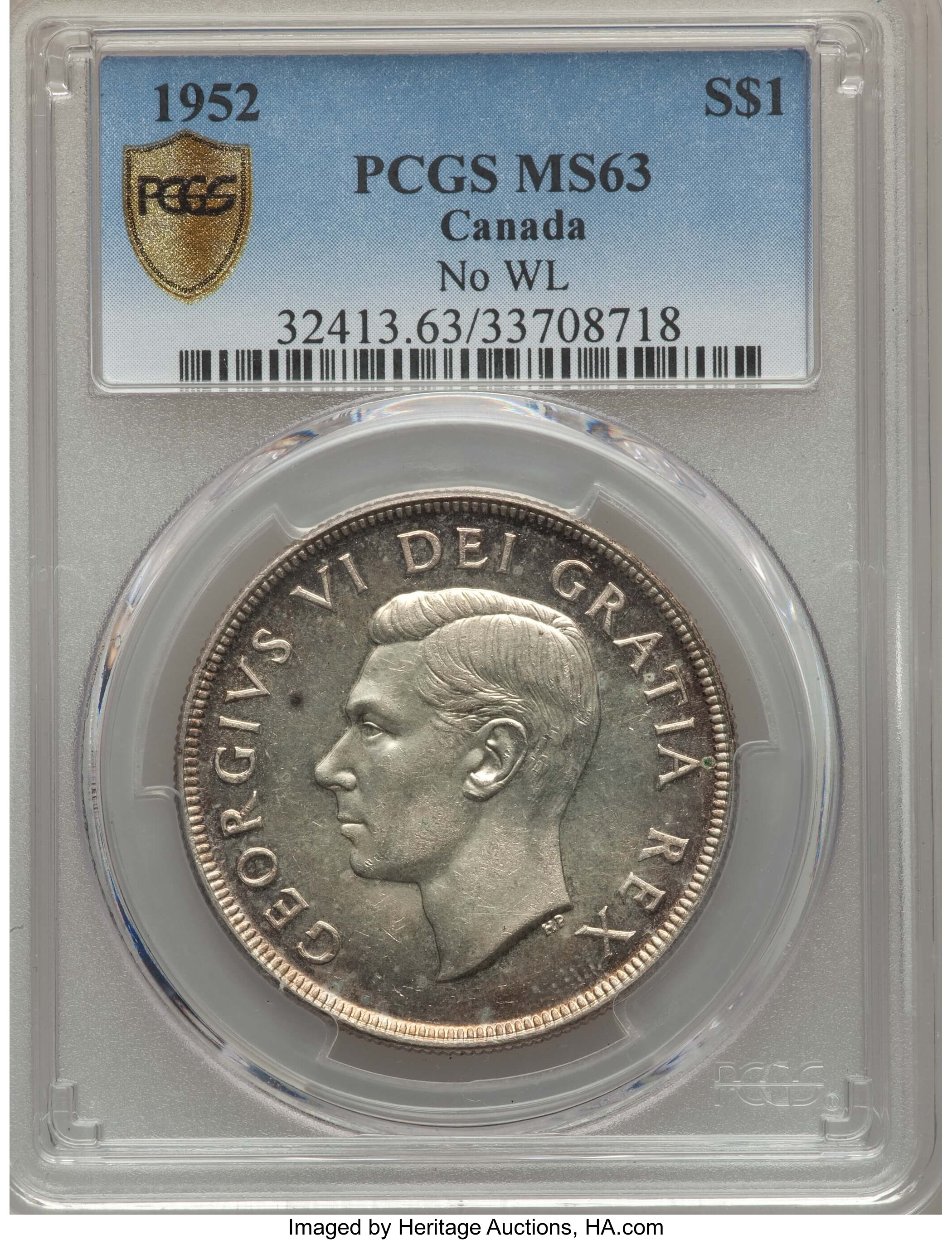 image for: George VI Dollar 1952 MS63 PCGS