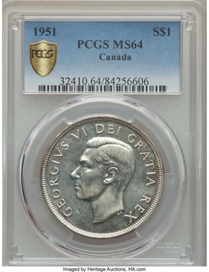 image for: George VI Dollar 1951 MS64 PCGS