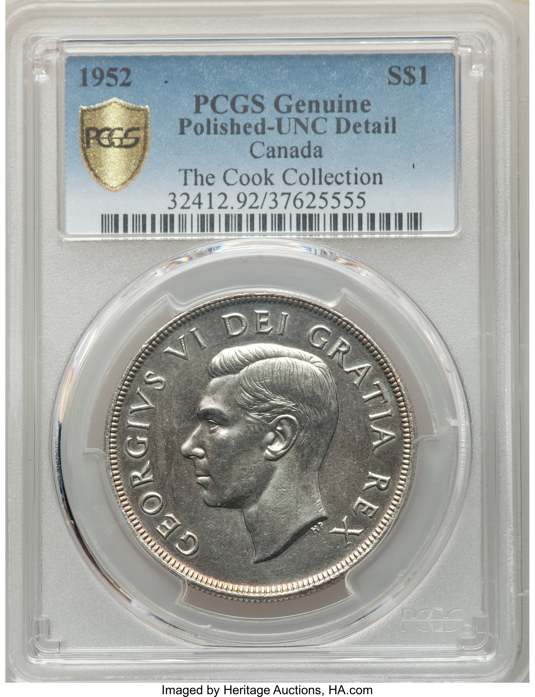 image for: George VI Dollar 1952 UNC Details (Polished) PCGS