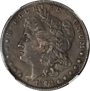 image for: 1878 Morgan Silver Dollar. VAM-44A. Top 100 Variety. 7/5 Tailfeathers. Triple Blossom. EF Details--Environmental Damage (NGC).