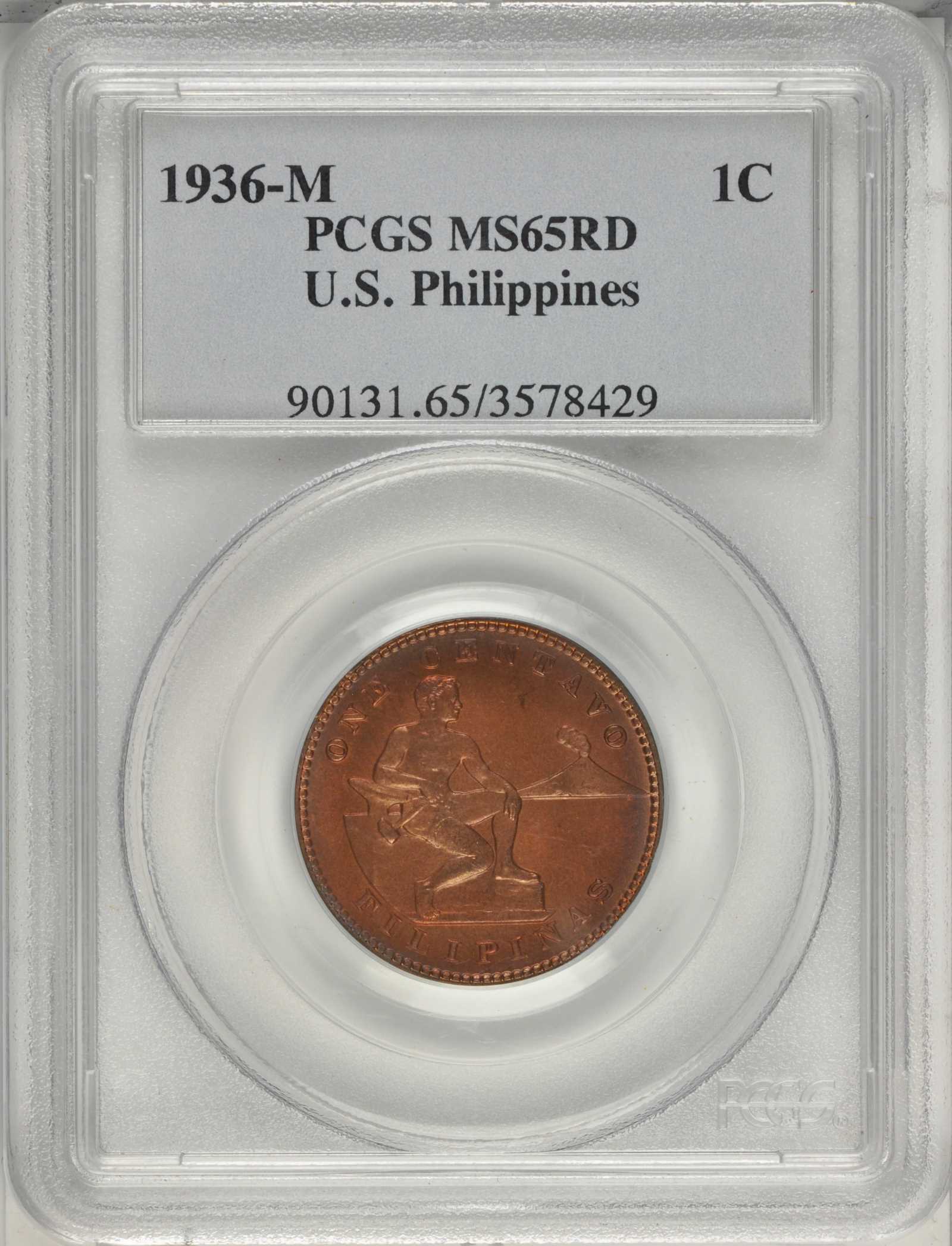 image for: 1936-M Centavo. MS-65 RD (PCGS).