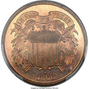 image for: 1866 2C PR66 Red PCGS....