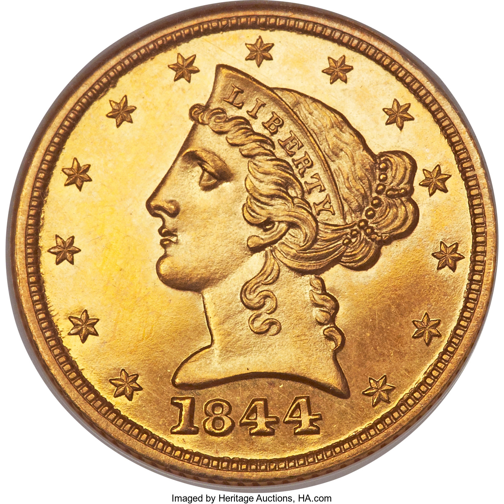 image for: 1844 $5 PR64 Cameo NGC. CAC....