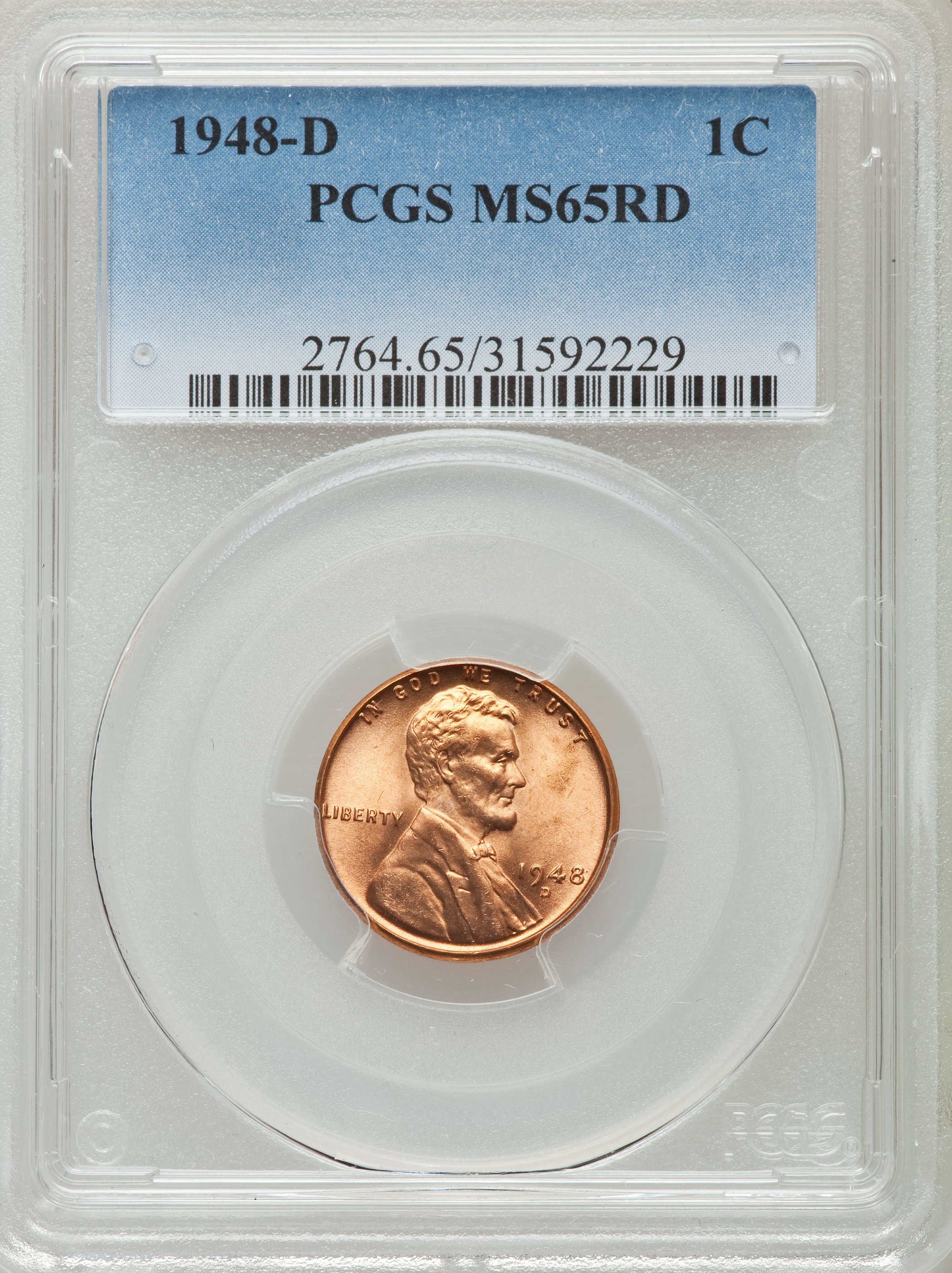 1948-D 1C MS65 Red PCGS. PCGS Population (359/1164). NGC Census: (337/1240). Mintage: 172,637,504. Numismedia Wsl. Price fo...