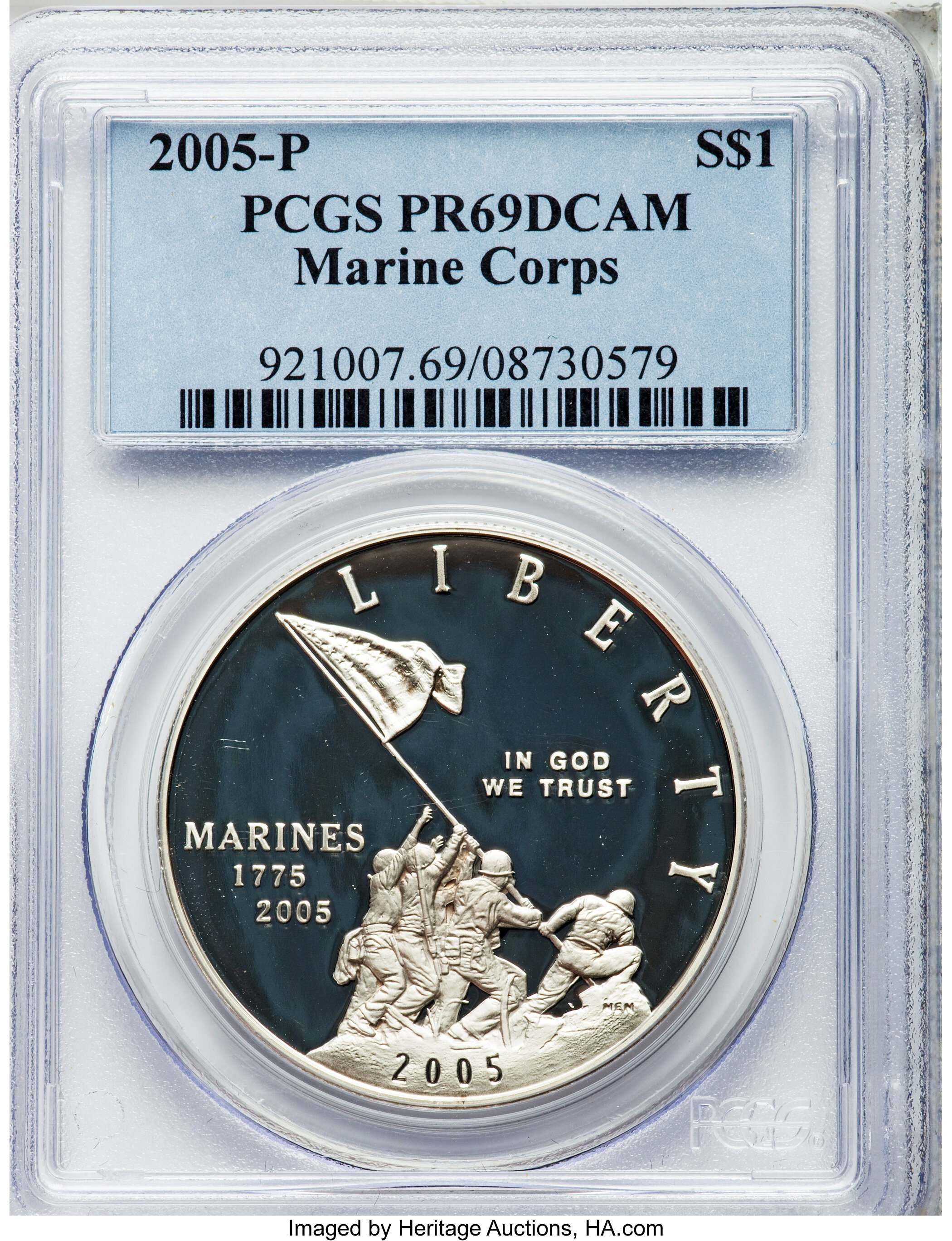 2005-P S$1 Marine Corps 230th Anniversary PR DCAM PR69 DCAM thumbnail 8