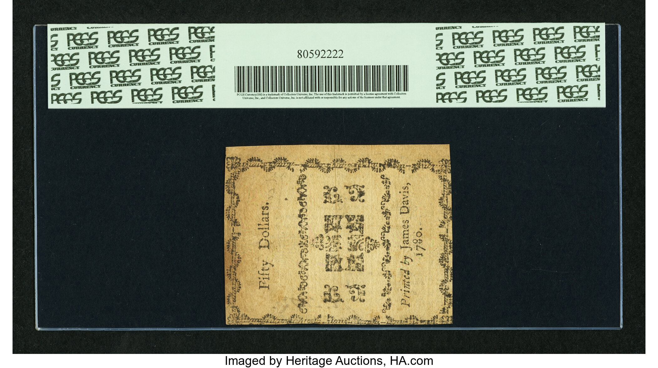 image for: North Carolina May 10, 1780 $50 Fundamentum Mihi Aere Perennius PCGS Very Fine 30....