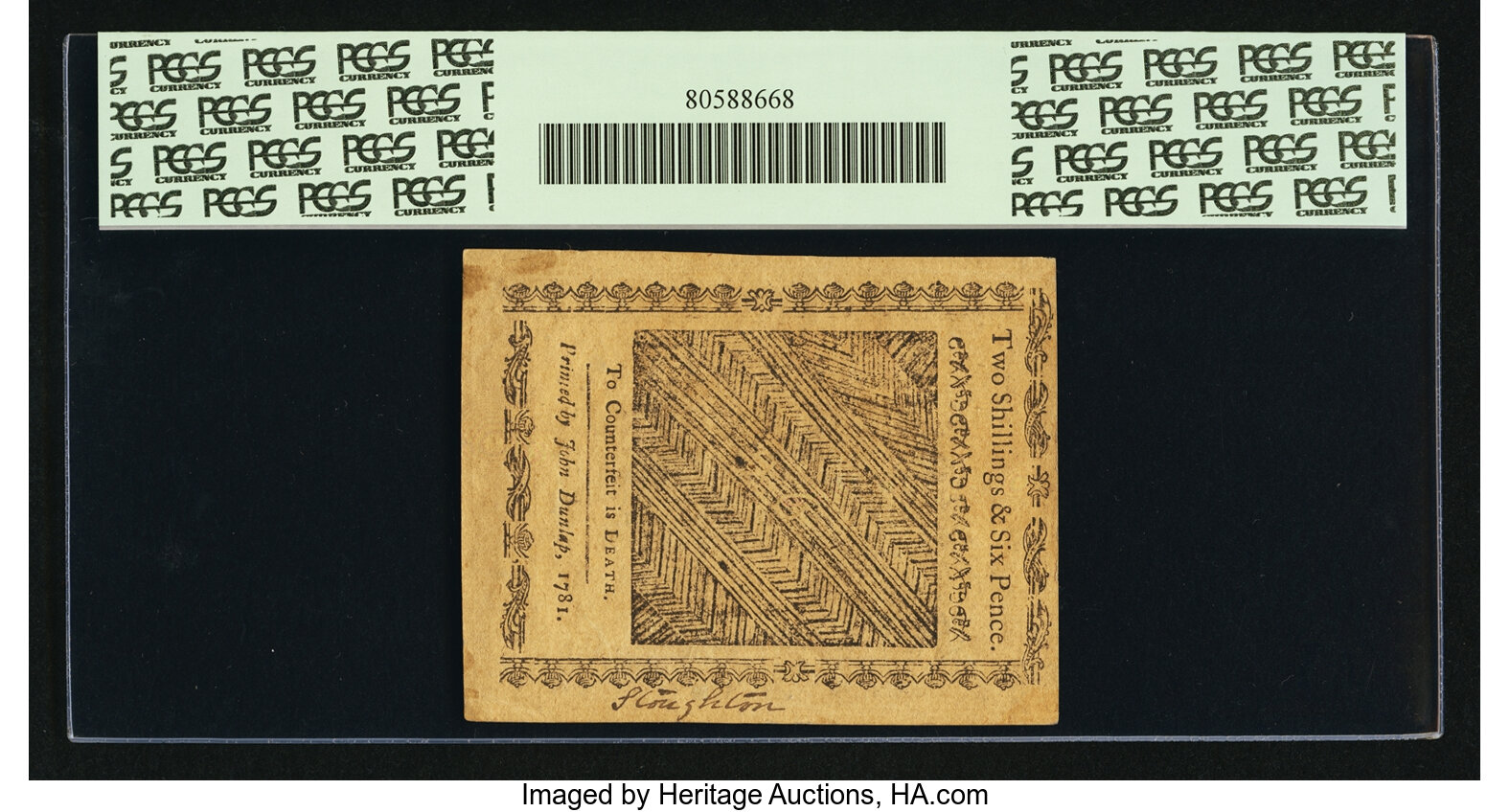 image for: Pennsylvania April 20, 1781 2s/6d PCGS Choice About New 55....