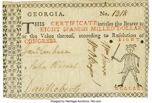 image for: Georgia (1776) Undated $8 Fr. GA-82. PCGS Very Fine 30 Apparent....