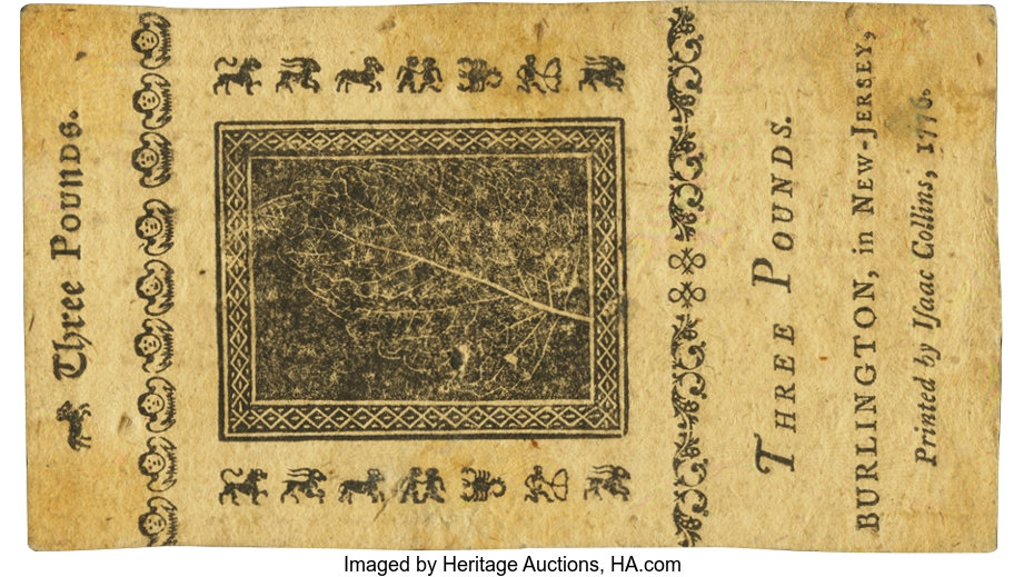 image for: New Jersey February 20, 1776 3 Pounds John Hart Signature Fr. NJ-174. PCGS Choice New 63 Apparent....