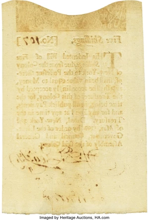 image for: Colony of New York May 31, 1709 5 Shillings Fr. NY-1. PCGS Extremely Fine 45 Apparent....